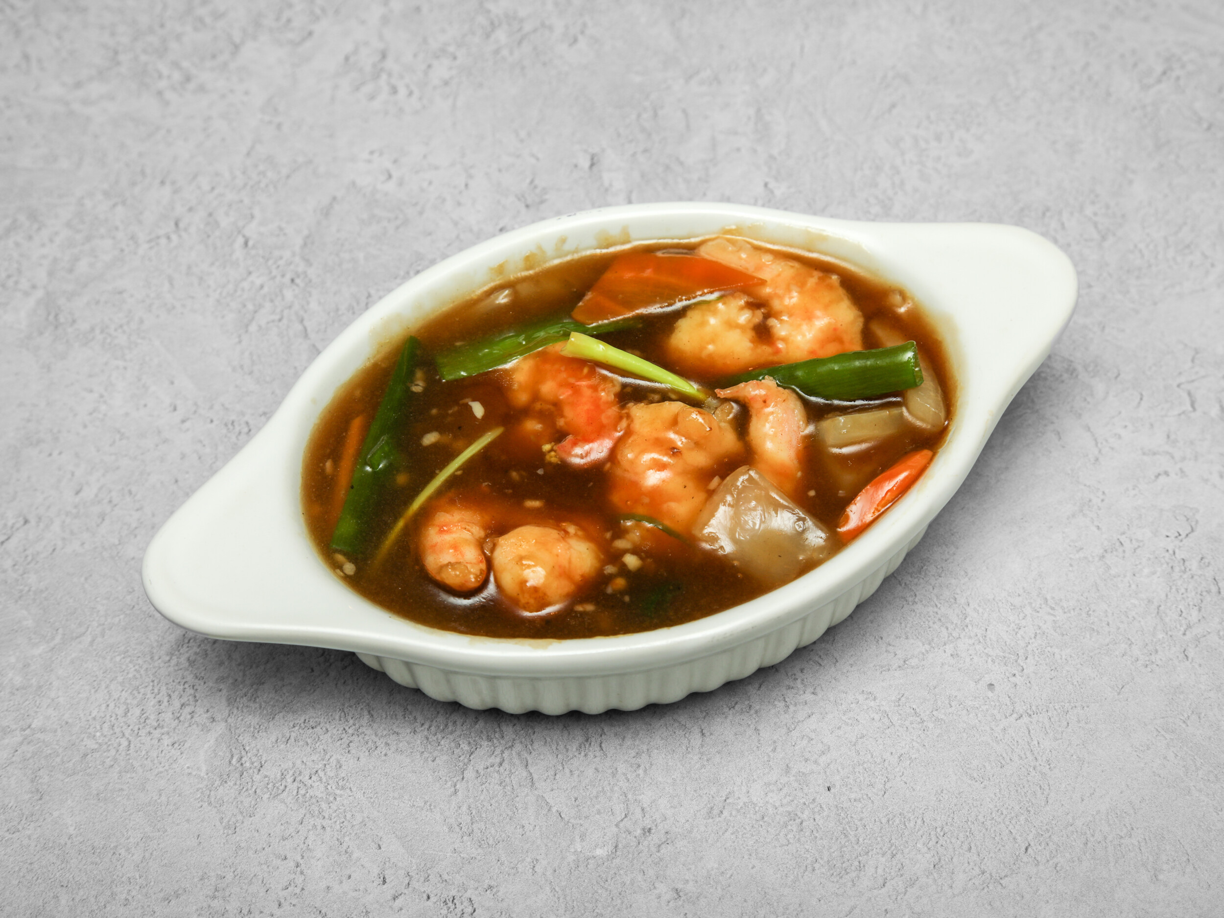 King Prawns With Onion And Oyster Sauce